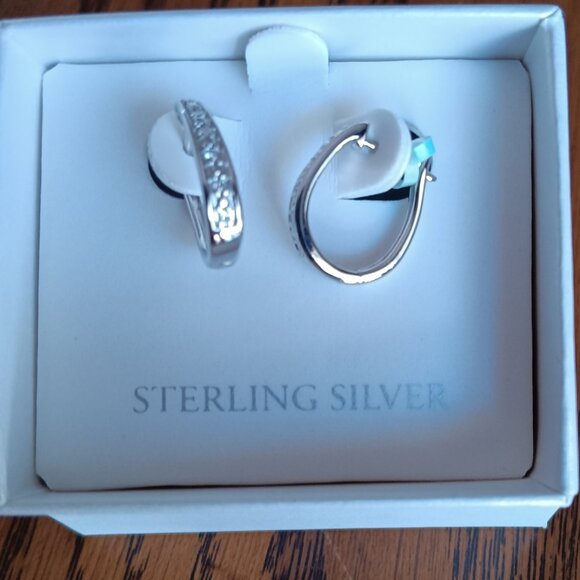 New Belk & Co. 1/10 ct. t.w. Lab Grown Diamond Hoop Earring in Sterling Silver - Picture 2 of 4